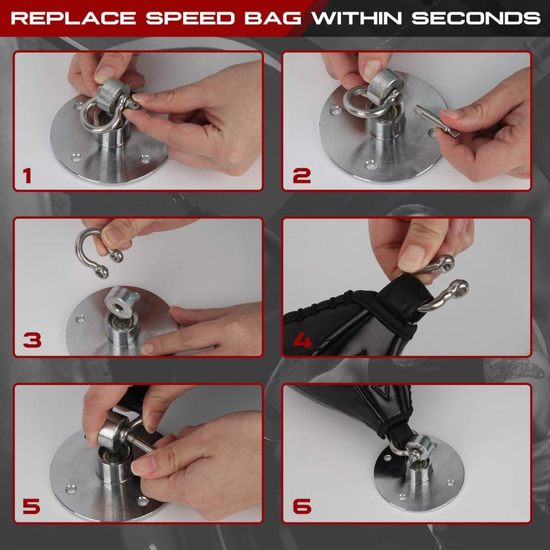 BOXERPOINT Speed Bag Swivels - Stainless Steel Speedbag Swivel - Boxing Swivel with 360° Ball Bearing - Complete Speed Bag Mount Hardware Kit - Easy Setup On Hanging Punching Speed Bag Platform Stand - BeesActive Australia