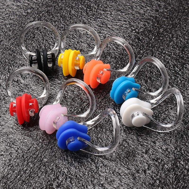 8 Pieces Silicone Swimming Nose Clip, Waterproof Silica Gel Surfing Nose Plug Protector Soft Latex Plugs for Kids and Adults (8 Colors) - BeesActive Australia