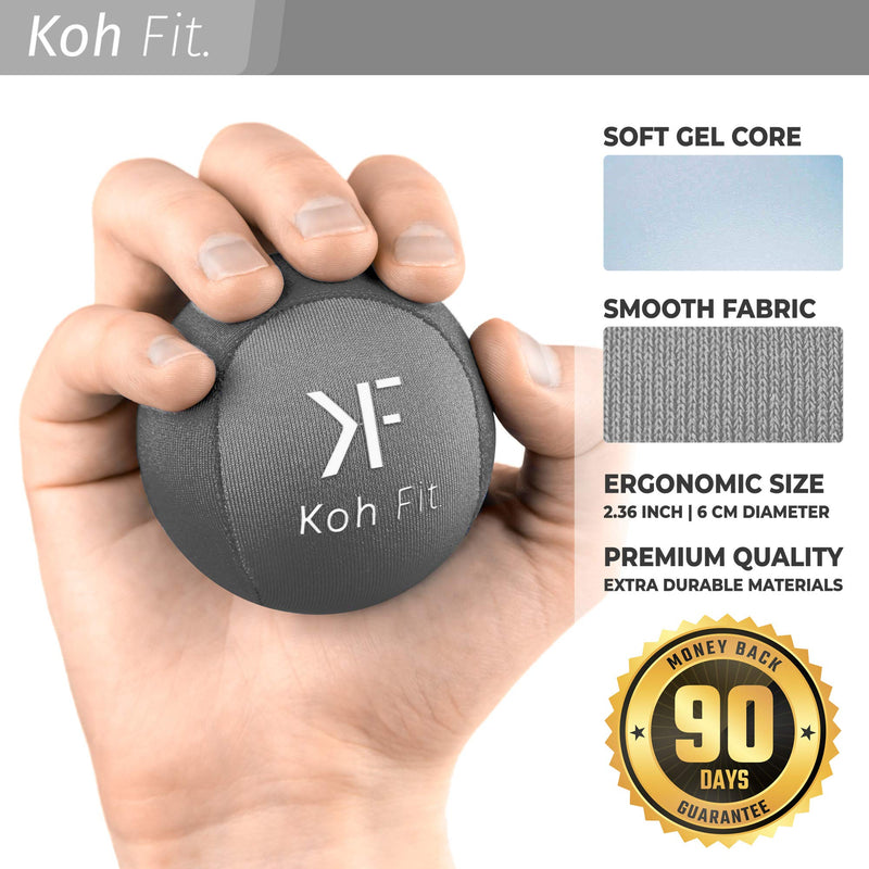 Koh Fit Stress Ball for Adults - Stress Reliever Squeeze Balls - for Hand Therapy and Stress Relief Gray (1 Ball) - BeesActive Australia