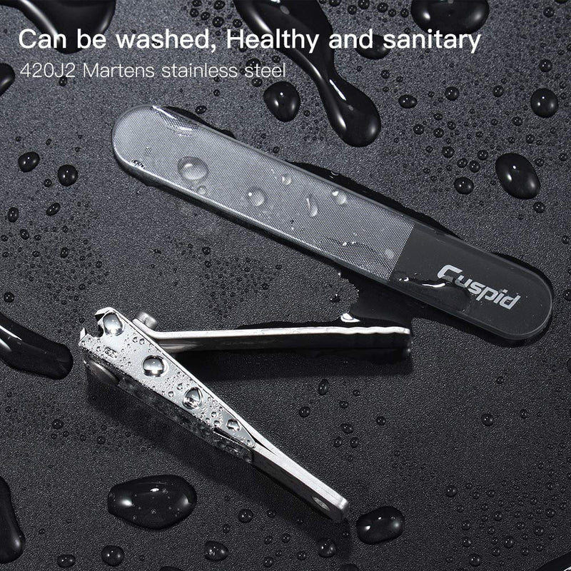 No Splash Nail Clippers Set - 3PCS Professional Stainless Steel Fingernail & Toenail Clipper &Glass Nail File ， Curved Edge Nail Clippers& Rust Proof Nail Cutter for Thick Nails Cuspid-01 - BeesActive Australia