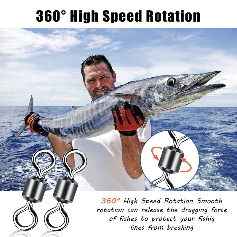 500 Pieces Fishing Rolling Barrel Swivel Fishing Hook Line Connector Stainless Steel Black Barrel Swivel Rolling Bearing Snap Connector Fishing Tackle Accessories for Saltwater Freshwater - BeesActive Australia