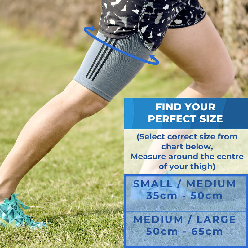 KEDLEY Thigh Support Sleeve | Premium Elasticated Compression Band | Pulled Hamstring, Strained or Bruised Muscles and Quad Injuries | Protects, Reassures and Aids Active Rehabilitation (Medium/Large) Senior (M/L) Grey (1 pc) - BeesActive Australia
