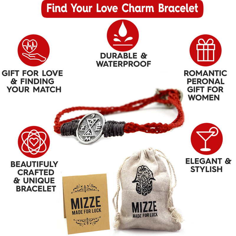 Sterling Silver "Find Your Match" Coin Charm Bracelet Jewelry Gift for Love & Finding Your Match on Red and Grey Macramé Bracelet - 7" Length for Women with Button Clasp - BeesActive Australia