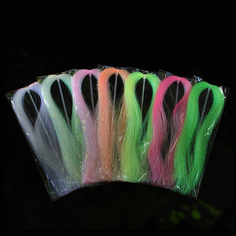 Tigofly 14 Packs 7 Colors UV Crystal Flash Holographic Tinsel Krystal Twisted Flashabou Sparkle Streamer Fly Tying Materials - BeesActive Australia