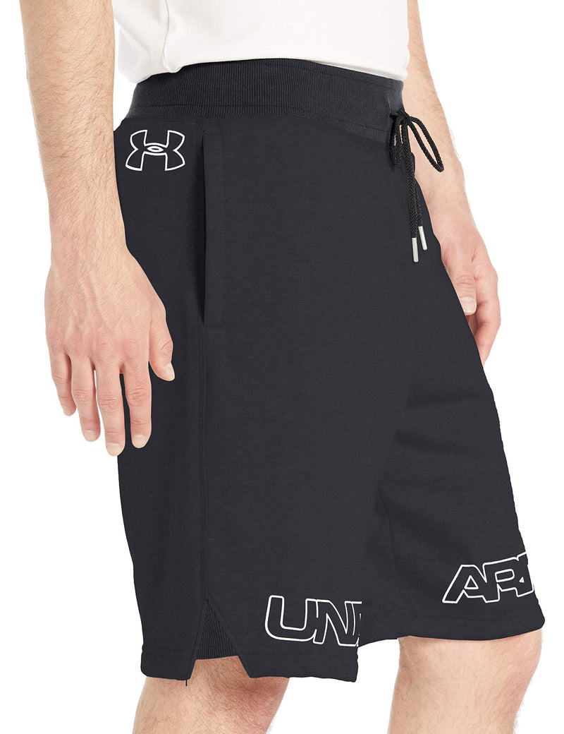 [AUSTRALIA] - Under Armour Mens Baseline Graphic Fleece Shorts Black (001)/White Medium 