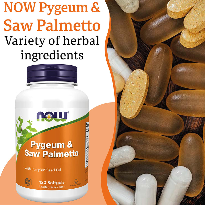 Now Foods, Pygeum & Saw Palmetto, 120 Softgels, Lab-Tested, Pumpkin Seed Oil, Saw Palmetto, Gluten Free, Soy Free - BeesActive Australia