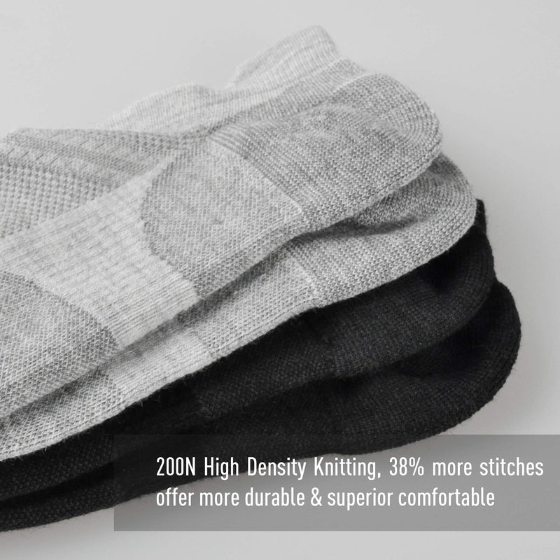 ECOEY ULTIMATE No Show Merino Wool Athletic Socks for Men and Women 2/4 Pairs Light Grey 4 Pairs 9-11 - BeesActive Australia
