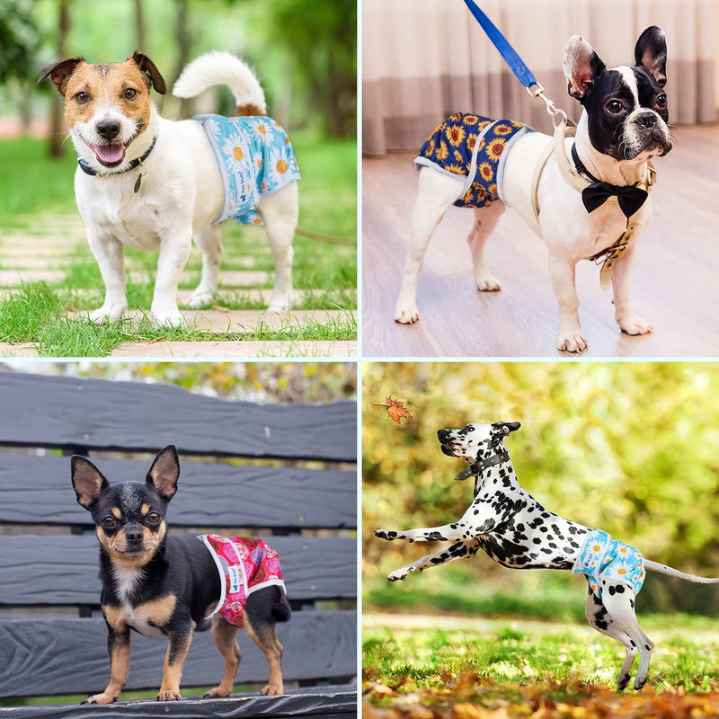 Pet Soft Washable Female Diapers (3 Pack) - Female Dog Diapers, Comfort Reusable Doggy Diapers for Girl Dog in Period Heat Flowers X-Small (Pack of 3) - BeesActive Australia