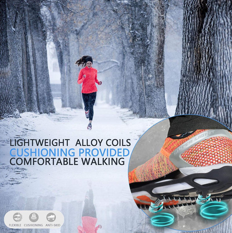 MATTISAM Traction Cleats Crampons for Walking on Snow and Ice Anti-Slip Ice Grips Snow Grips Universal Size Lightweight Ice Grippers with Safety Straps & Storage Bag Perfect for Jogging Or Hiking M: M5-7.5 & W5.5-9 - BeesActive Australia