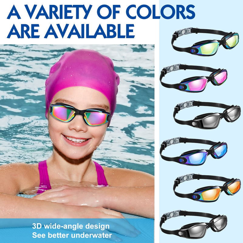 6 Pcs Swim Goggles Swimming Equipment Swimming Goggles Sport Swimming Goggles for Women Men Adult Youth Vivid Color - BeesActive Australia