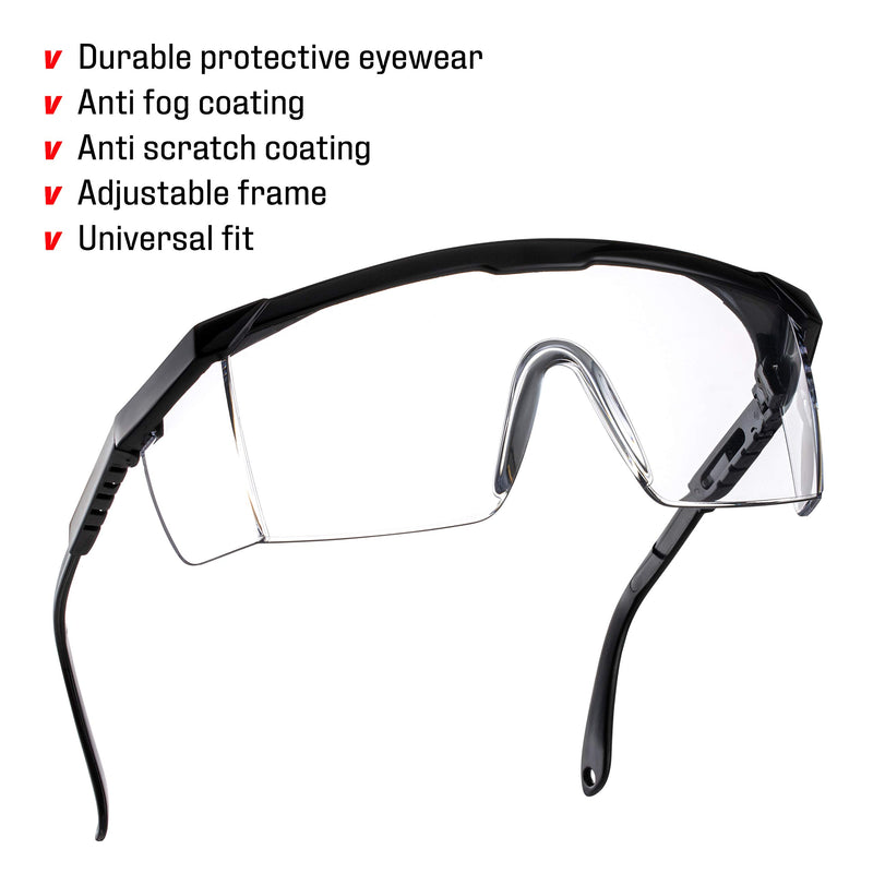 NoCry Protective Safety Glasses with Anti Fog Coating, Tough and Clear, ANSI Z87.1 Rated, Scratch Resistant Lenses, Light, Adjustable Frames and Side Protection Shields - BeesActive Australia