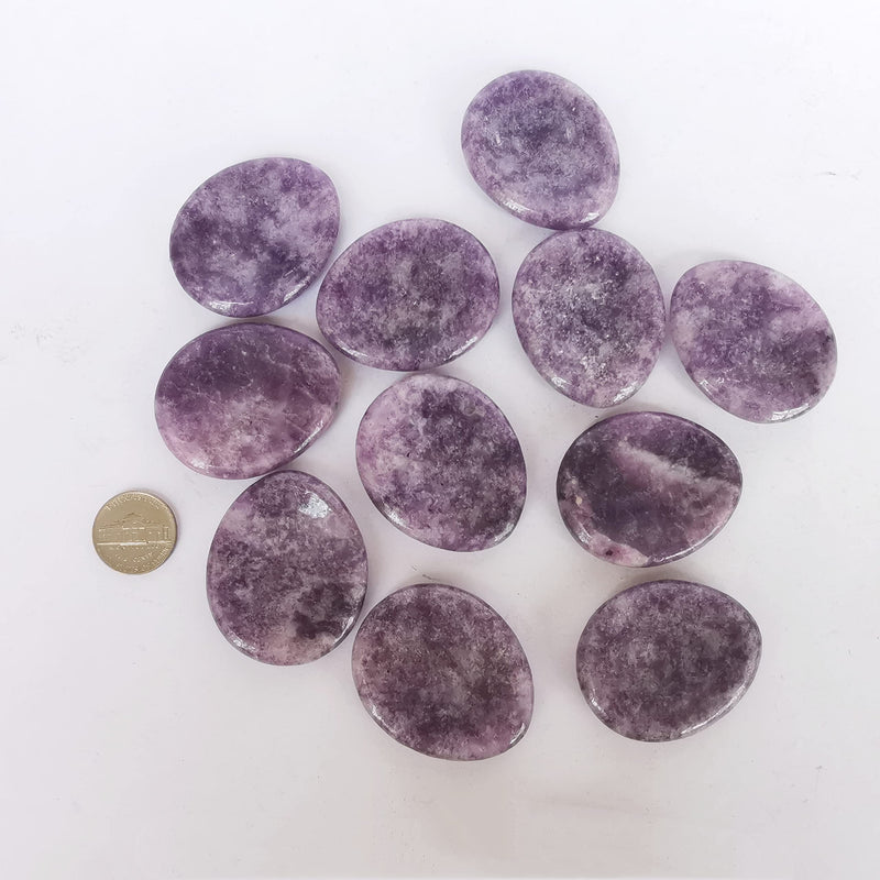 Manekieko Natural Purple Lepidolite Water Drop Chakra Thumb Worry Stone,Stress Relax Healing Reiki Crystal Pocket Palm Stones - BeesActive Australia