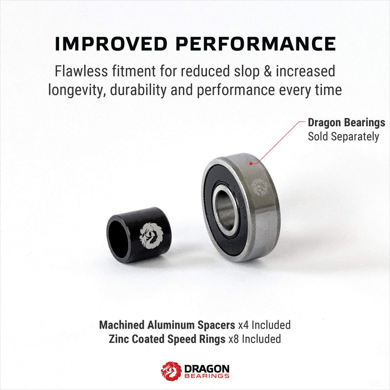 Fireball Dragon Precision Aluminum Spacers and Washers Set for Skateboards and Longboards Black - BeesActive Australia