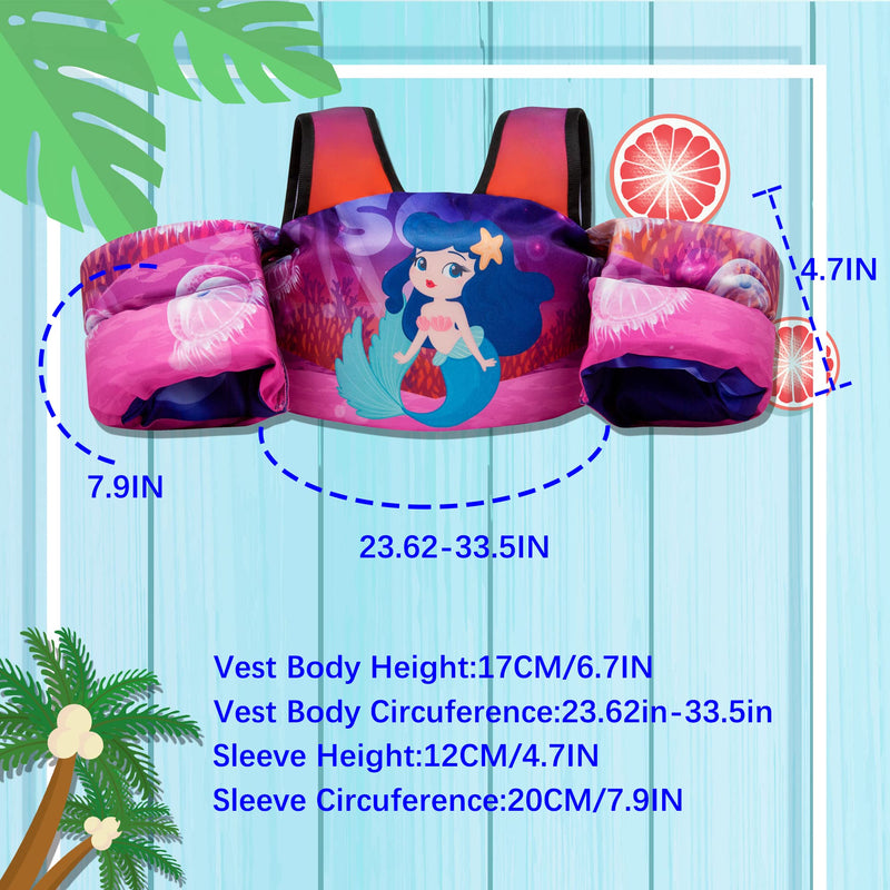 Elejolie Kid Swim Vest for Child Learn Swiming Training,Infant Safety Swim Aid Jacket for Toddler 2 3 4 5 6 Years Old ,Arm Wings for Baby 22-66lbs Mermaid - BeesActive Australia