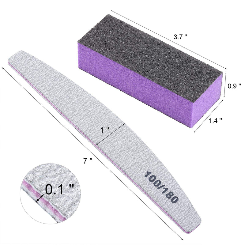 Tecbeauty 16-Pack Nail File and Buffer Kit Emery Board 100/180 Grit Files Buffer Block for Natural Acrylic Nail Art Pedicure Manicure Tool A - BeesActive Australia