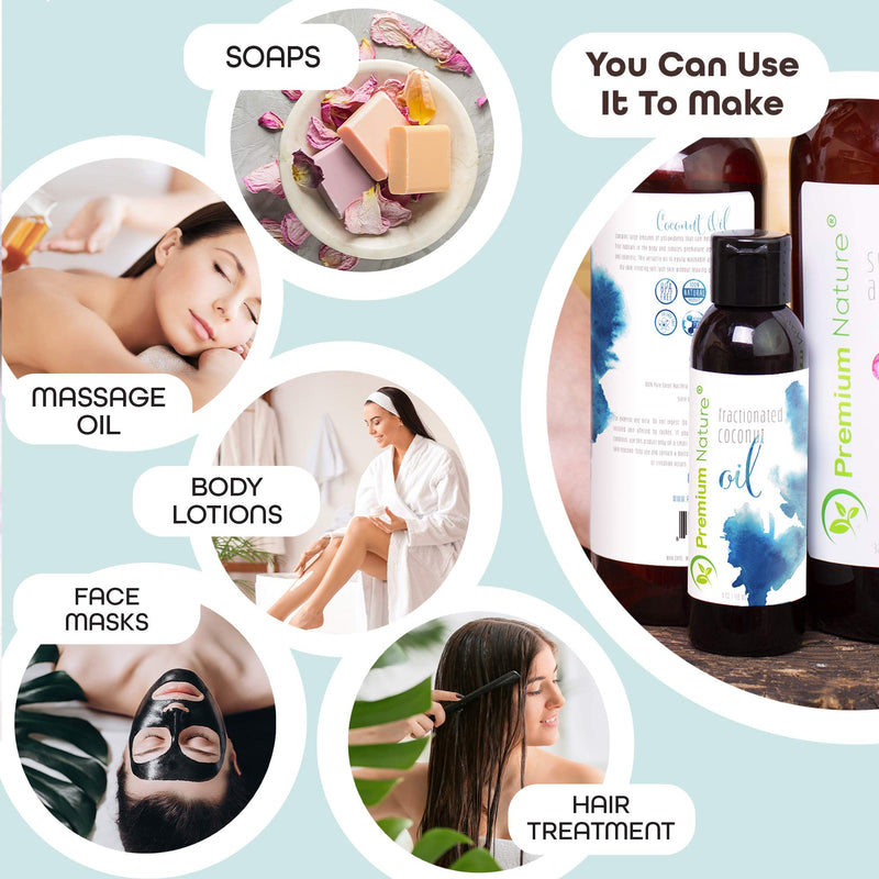 Fractionated Coconut Oil Massage Oil - Cold Pressed Pure MCT Oil Carrier Oil for Essential Oils Mixing Dry Skin Moisturizer Natural Carrier Baby Oil for Face Hair & Body Therapeutic Aromatherapy 4 oz - BeesActive Australia