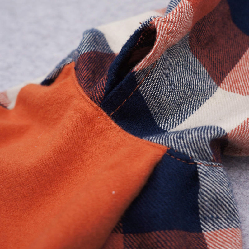 Fitwarm 100% Cotton Plaid Dog Clothes Lightweight Puppy Hoodie Pet Sweatshirt Doggie Hooded Outfits Cat Apparel Medium Orange - BeesActive Australia