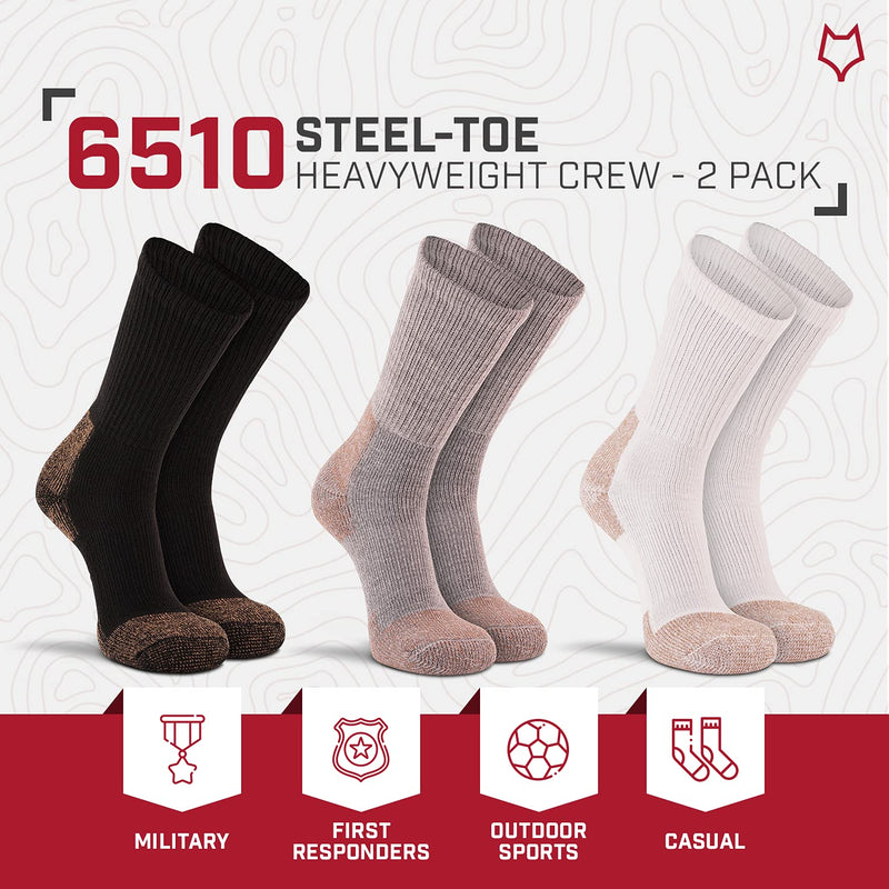 FoxRiver unisex-adult womens mens Steel -Toe Heavyweight Work Crew Socks (2 Pair Pack) Large White - BeesActive Australia