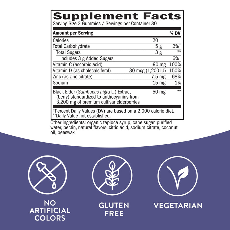 Nature’s Way Sambucus Elderberry Gummies, With Vitamin C, Vitamin D and Zinc, Immune Support for Kids and Adults*, 60 Gummies (Packaging May Vary) 60 Count (Pack of 1) - BeesActive Australia