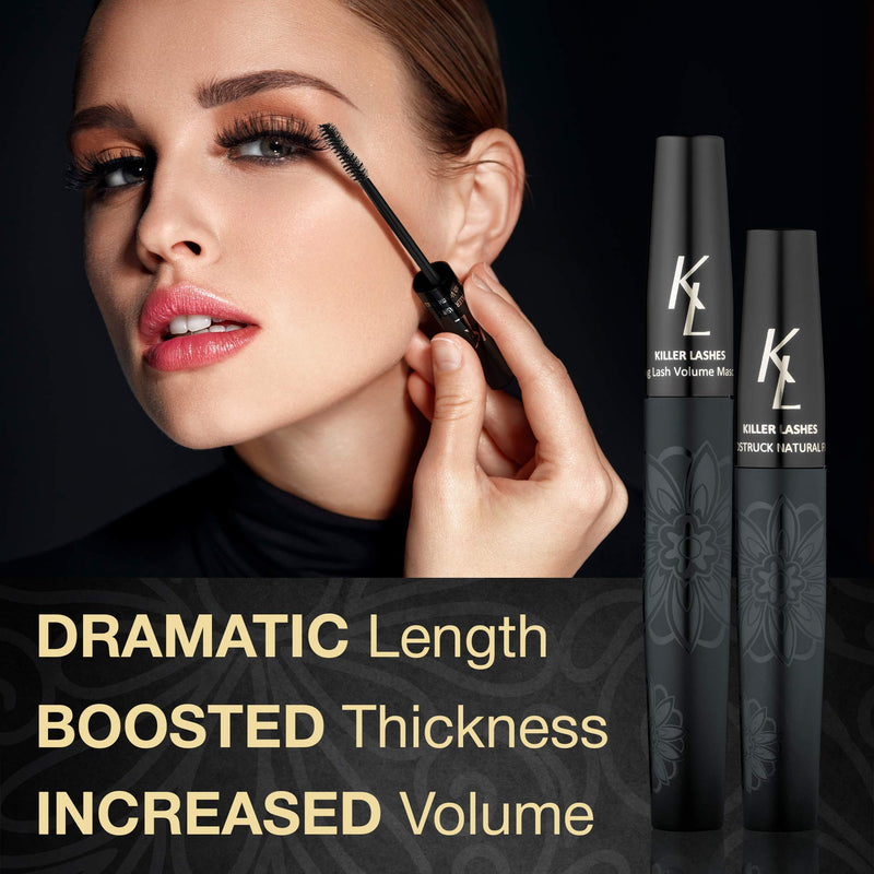 KL Killer Lashes Mascara Black and Ultimate Fiber Lash Extender for Fuller Longer Lashes Set Black Mascara and Lash Extender - BeesActive Australia