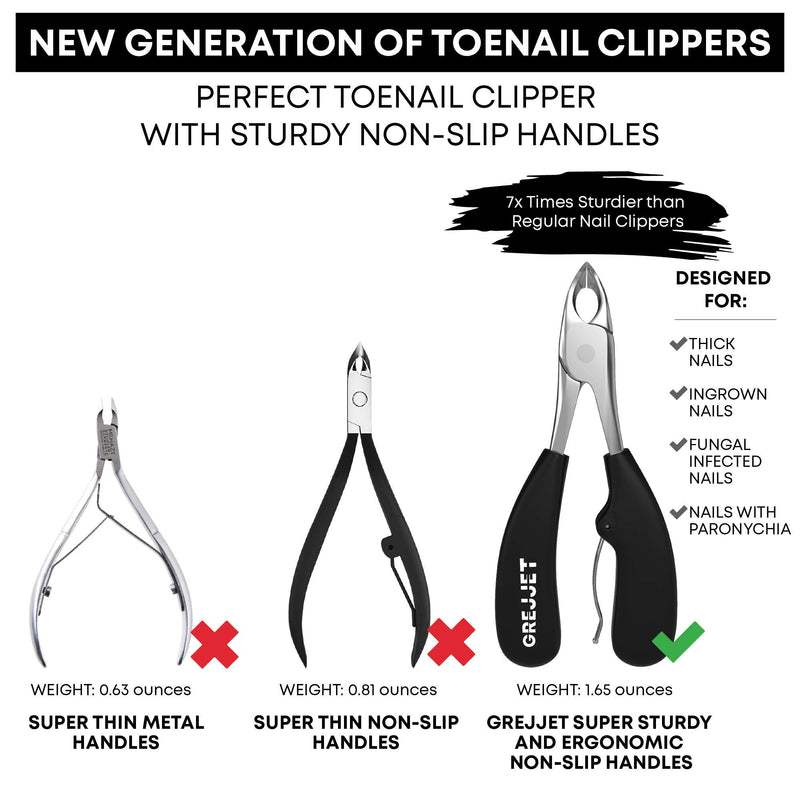 GREJJET Professional Grade Toe Nail Clippers Set – Toe Nail Clipper for Ingrown or Thick Toenails – Ingrown Toenail Tool, Lifter, Emery Board, PVC Bag, and Gift Box - Sharp Blades - BeesActive Australia