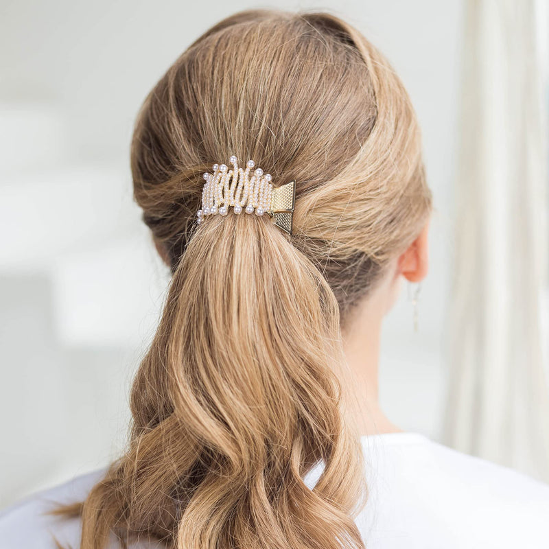 HINZIC 4 Styles Non-Slip High Ponytail Hair Clips Rhinestone Styling Claws Buns Holder Large Glittering Crystal Banana Pins Accessories for Women Girls Thick Long Hair Style 1 - BeesActive Australia