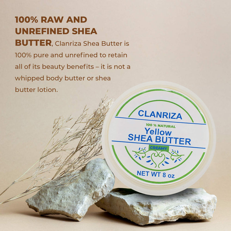 Clanriza African Shea Butter Premium 100% Natural Creamy Yellow - Daily Smooth Moisturizing and Rejuvenating Skin Cream - Hair, Body Skin Care for Men's Products - Size 8 Oz - BeesActive Australia