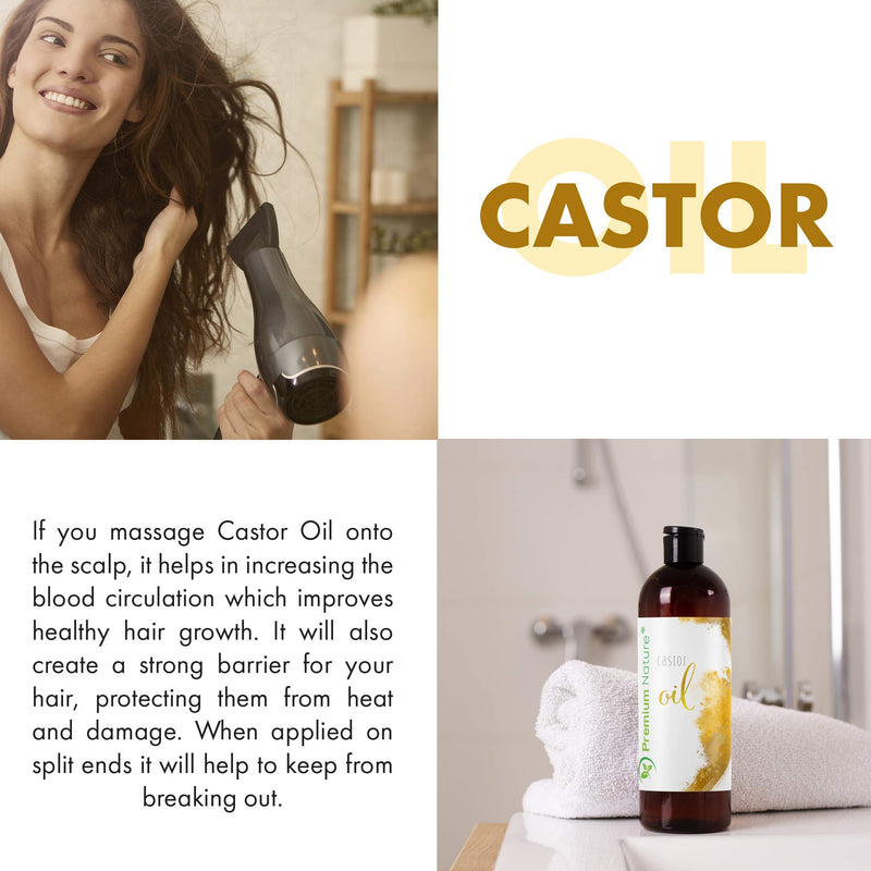 Castor Oil Pure Carrier Oil - Cold Pressed Organic Castrol Oil for Essential Oils Mixing Natural Skin Moisturizer Body & Face, Eyelash Caster Oil, Eyelashes Eyebrows Lash & Hair Growth Serum, 16 oz - BeesActive Australia