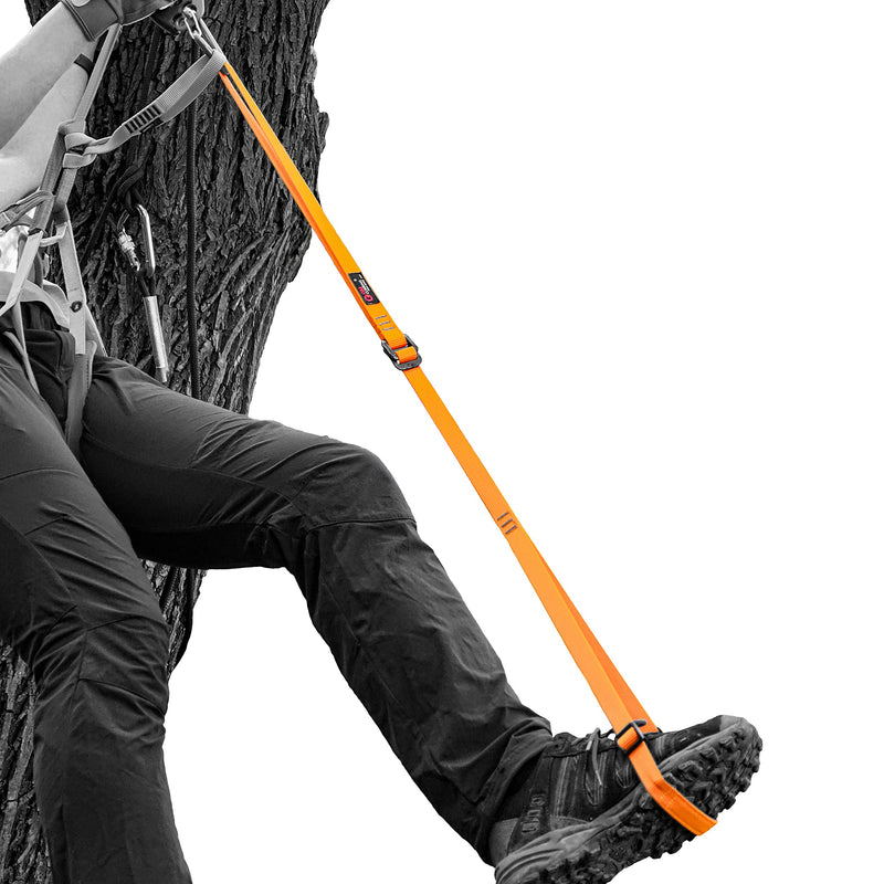 GM CLIMBING Foot Loop Ascender Sling Adjustable for Rope Ascending Climbing Arborist Caving Aid Climbing Gear SRT Rope Walking Frog Ascending Foot Loop - Orange & Carabiner - BeesActive Australia