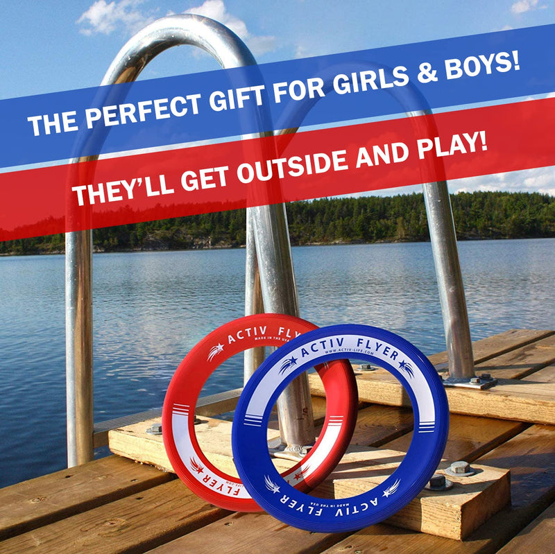 Activ Life Kid's Flying Rings [2 Pack] Fly Straight & Don’t Hurt - 80% Lighter Than Standard Flying Discs - Replace Screen Time with Healthy Family Fun - Get Outside & Play! Made in USA Blue/Red - BeesActive Australia