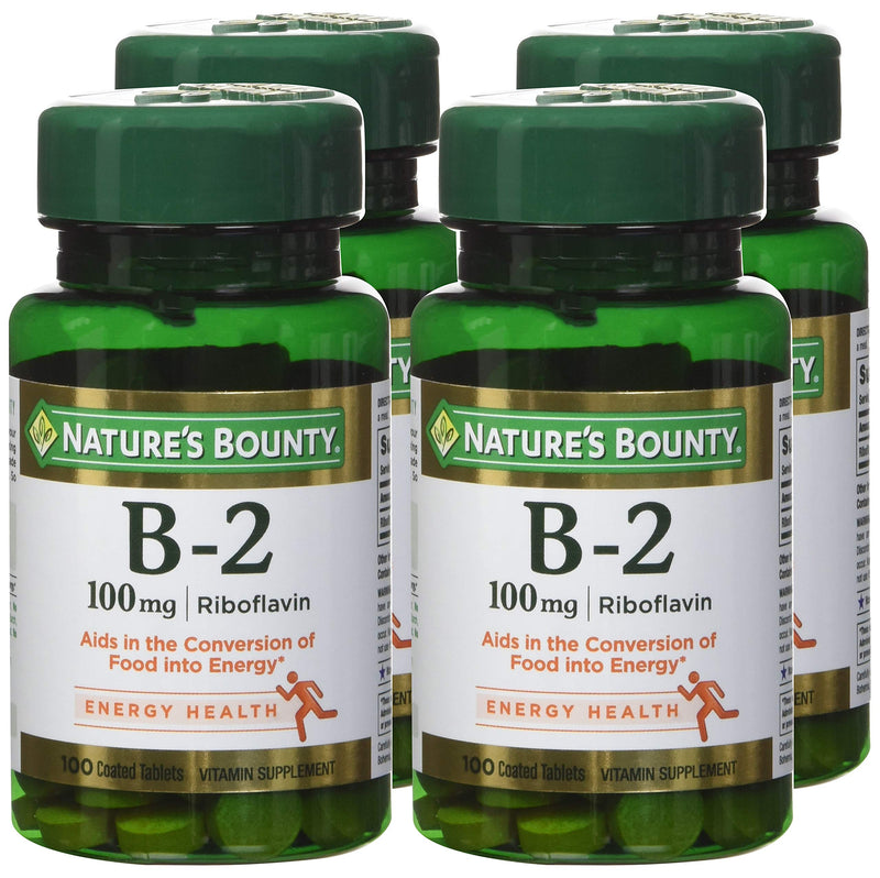 Nature's Bounty Vitamin B-2 100 mg, 100 Coated Tablets (Pack of 4) - BeesActive Australia