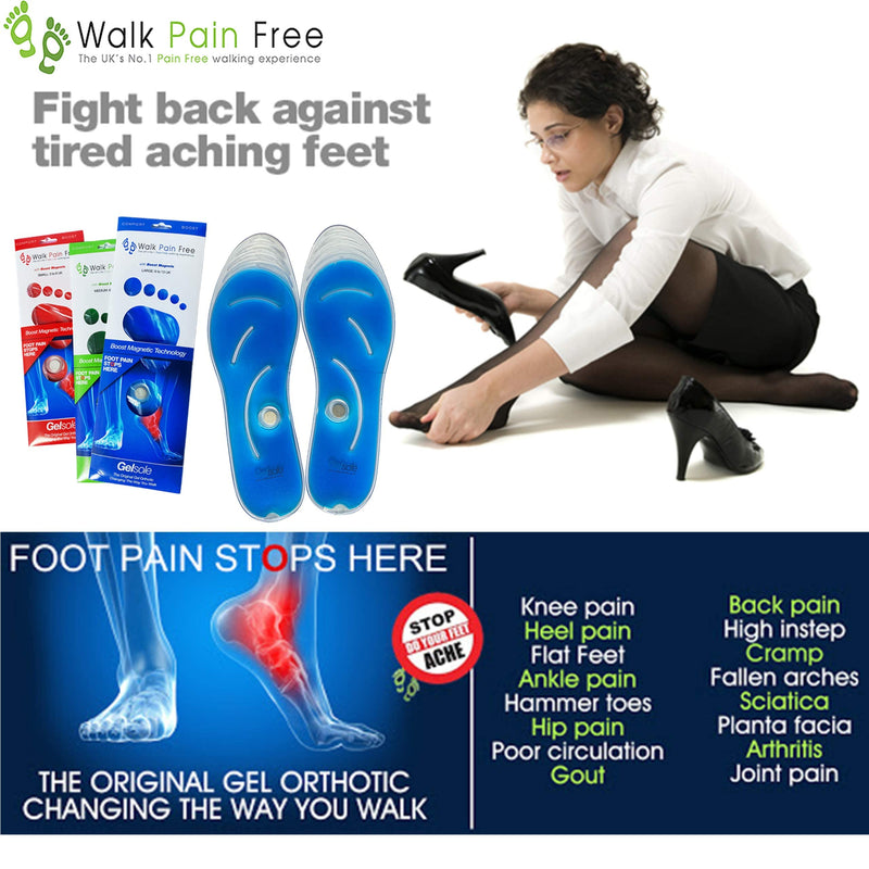 Orthotic Gel Insoles, Boost Magnetic Technology | Walk Pain Free Comfort Insoles | Reduce Heel Pain, Plantar Fasciitis, Flat Feet | Supplying NHS & Emergency Services (Small: 3 to 6 UK, Red) SMALL: 3 to 6 UK - BeesActive Australia
