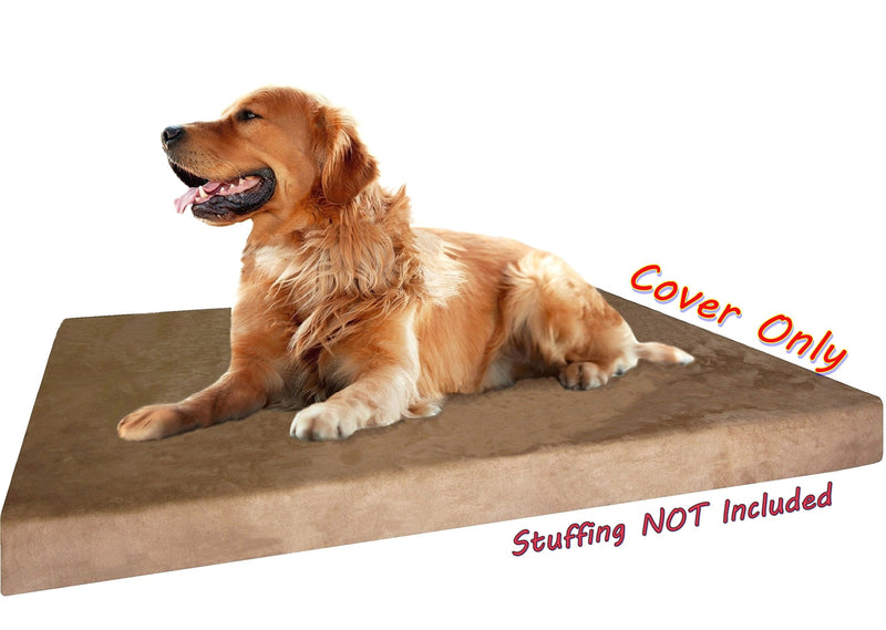 Microsuede External Pet Bed Cover for Small Medium to Extra Large Dog, Brown Color 7 Sizes - Replacement Cover only 47"X29"X4" - BeesActive Australia