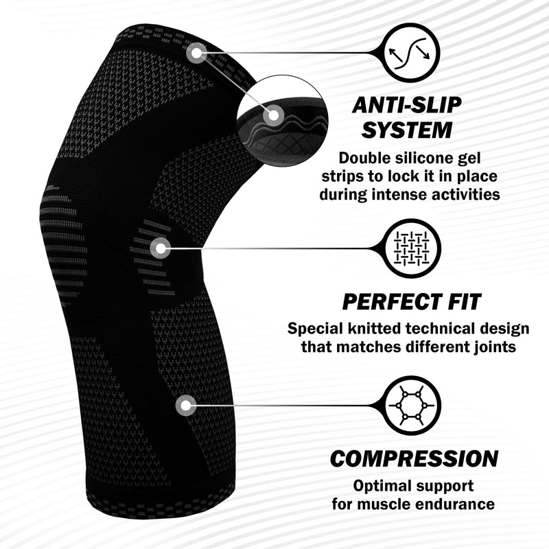 POWERLIX Knee Compression Sleeve - For Men & Women – Knee Support for Running, Basketball, Weightlifting, Gym, Workout, Sport Black Large - BeesActive Australia