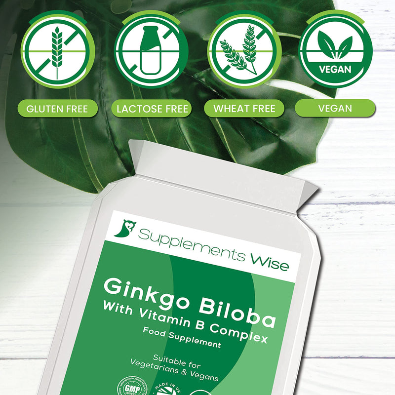 Ginkgo Biloba Capsules 90 x 2000mg - Dizziness and Vertigo Treatment - Focus Tablets, Concentration Pills for Brain, Memory - Blood Circulation -Ginkgo Biloba Herbal Supplements with Vitamin B Complex - BeesActive Australia