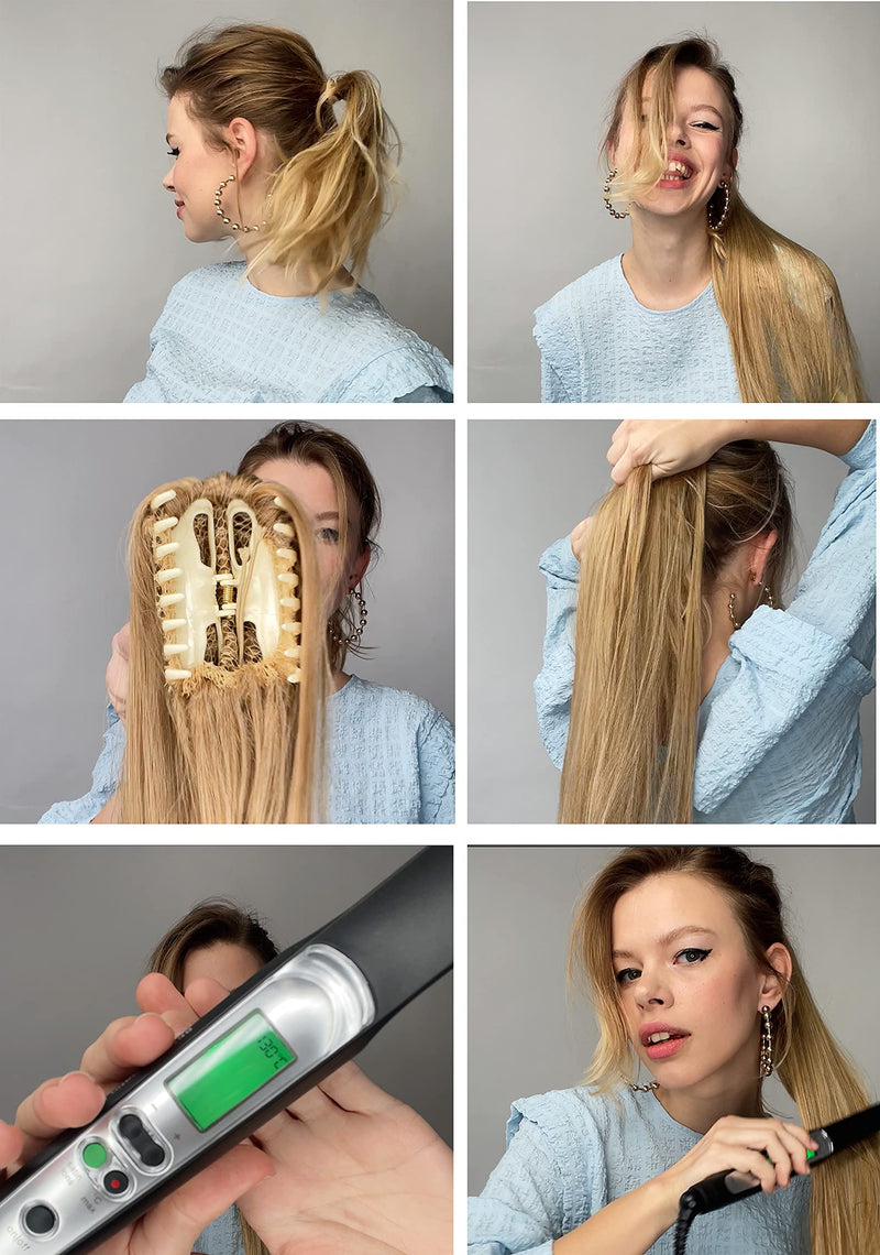 PRETTYSHOP 28" Extra Long Straight Ponytail Hairpiece Heat-resistant Synthetic Fibres Ombré Black Brown H115 ombré black brown #1BT27 H115 - BeesActive Australia