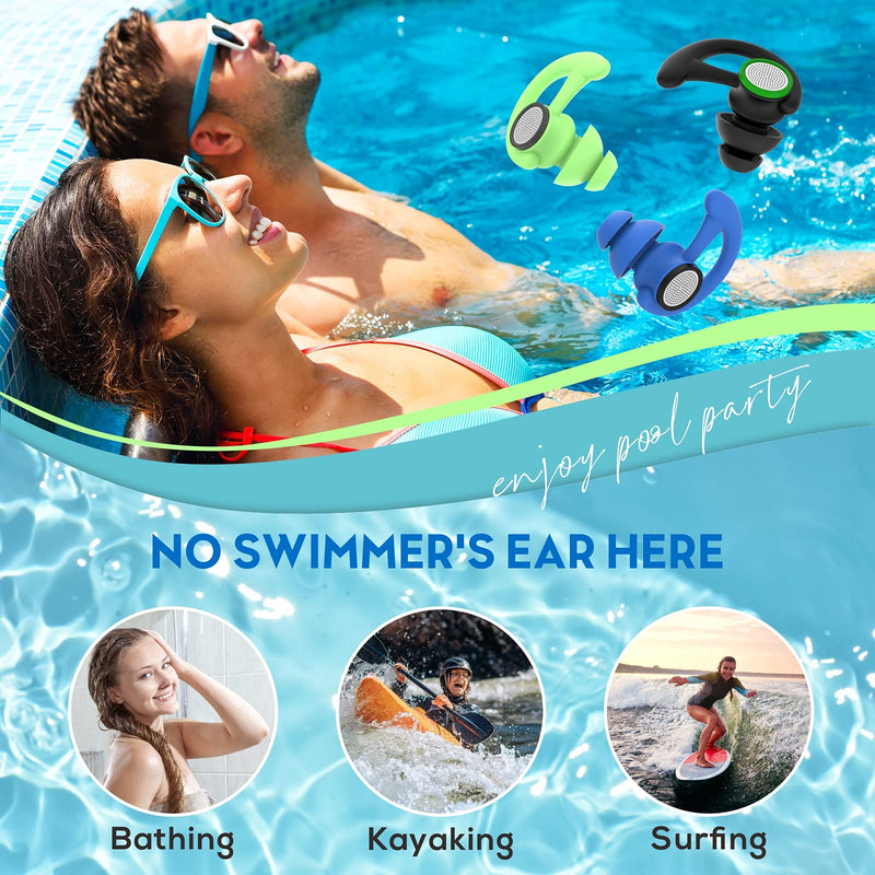 2 Pairs Ear Plugs for Swimming Adults, Hearprotek Reusable Custom-fit Swim Water Ear Plugs Men Women for Swimmers Shower Pool Bath Surfing Kayaking Canoeing(Blue) Blue - BeesActive Australia