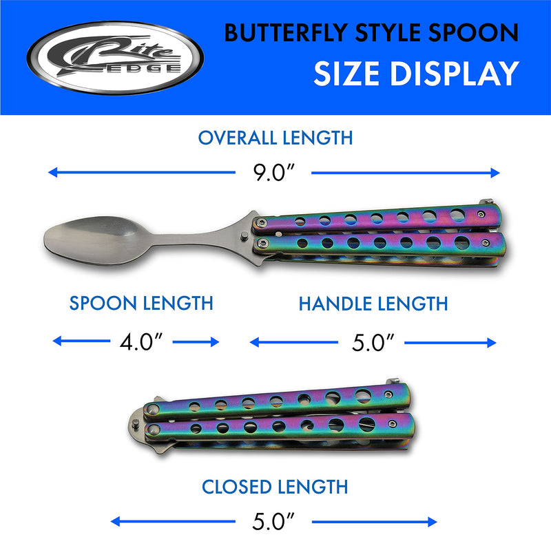 9” Rainbow-Finished Butterfly-Open Styled Travel/Camping Spoon - BeesActive Australia