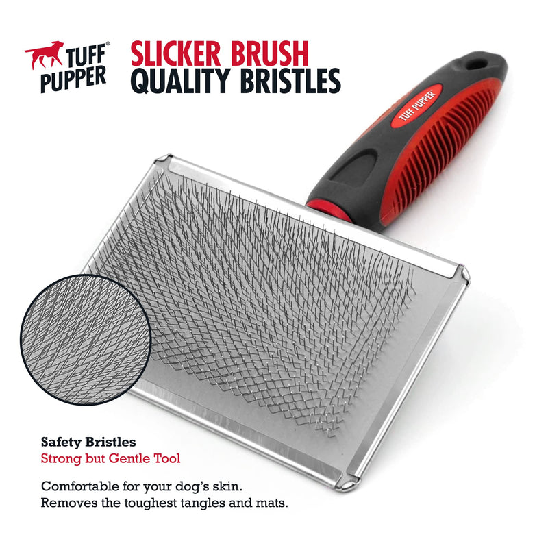 Tuff Pupper Slicker Dog Brush | Large Comb Head for Large & Medium Dogs | Pet Grooming Brush for Shedding Coat Fur | Gently Remove Tangled, Loose Undercoat and Mats Hair | Pet Grooming Brush Tool - BeesActive Australia