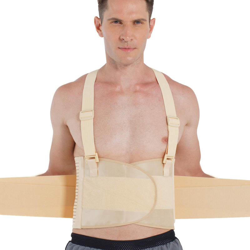 Neotech Care Adjustable Back Brace Lumbar Support Belt with Suspenders, Beige, Size M - BeesActive Australia