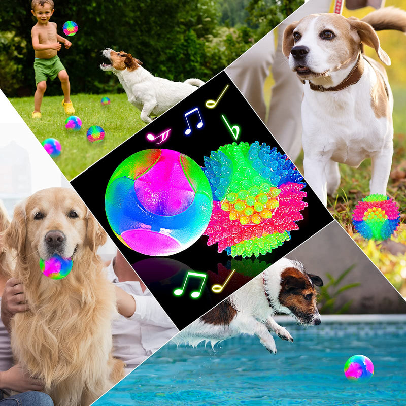 2 Pieces Light up Dog Ball Elastic Flashing Ball Glowing Interactive Dog Toy Ball Flash LED Dog Ball Toy Pet Color Light Ball Bounce-Activated for Dogs and Puppies Classic Style - BeesActive Australia