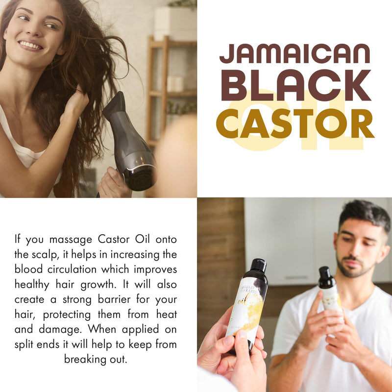 Jamaican Black Castor Oil for Hair Growth- Hair Oil Edge Control Hair Growth Products Beard Growth Oil Natural Hair Products Cold Pressed Caster Oil Organic Pure Jamaican Black Castor Oil 8 oz - BeesActive Australia