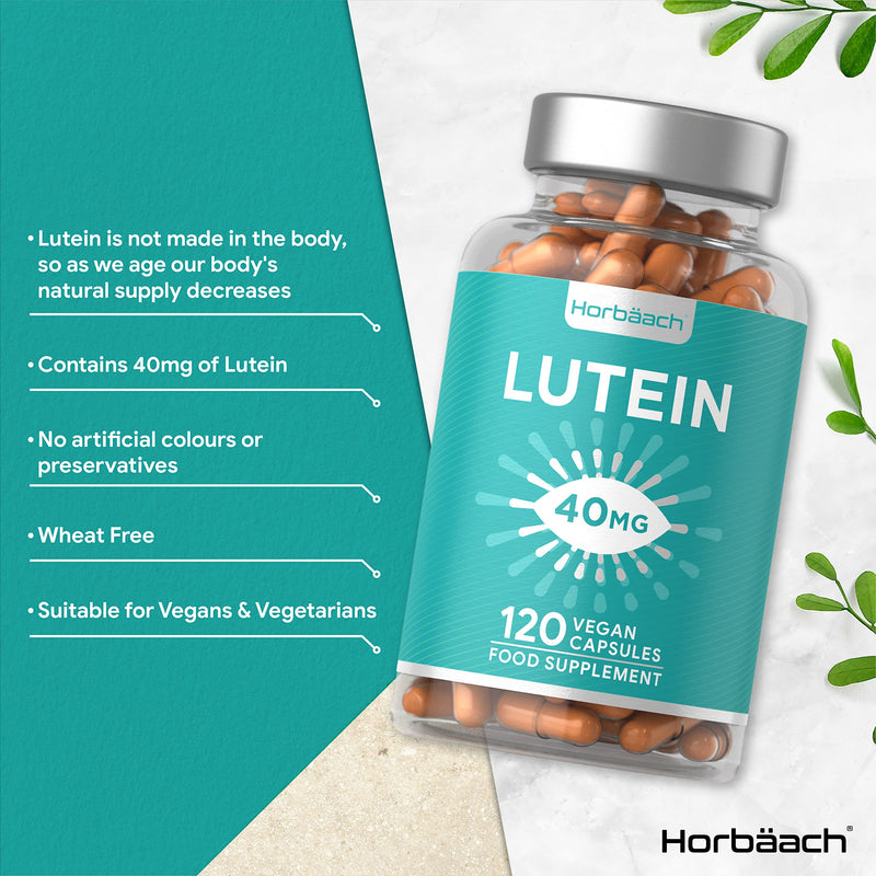 Lutein Supplement | 40mg Eye Complex | 120 Vegan Capsules | Wheat Free, Vegan, and Vegetarian | by Horbaach - BeesActive Australia