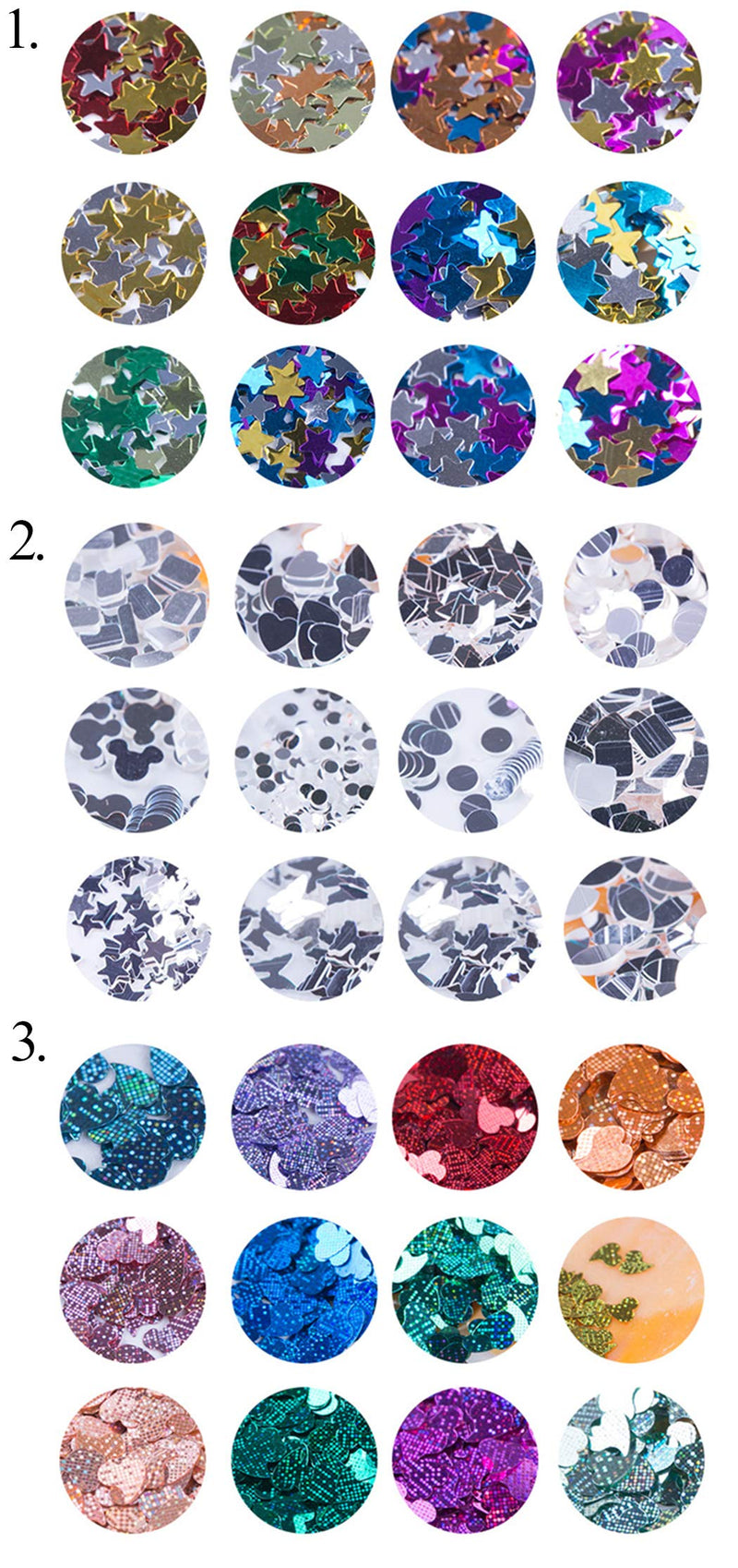 Ranvi Nail Art DIY Mermaid Sequins Translucent Color Round Nail Decoration 3 Pieces,Style 1 Blue - BeesActive Australia