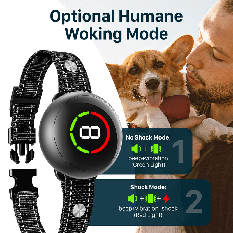 NBJU Dog Bark Collar, Rechargeable Anti Barking Collar with 5 Adjustable Sensitivity, Optional Beep Vibration Shock Mode, Humane Dog Training Collar for Large Medium Small Dogs, IP67 Waterproof Black - BeesActive Australia