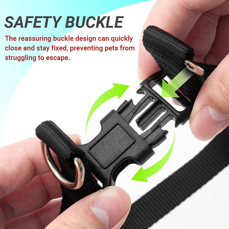 No Pull Dog Harness - Step in Easy Walking Dog Harness and Leash for Small Medium Large Dog - Escape Proof Adjustable Soft Nylon Full Body Dog Harness Leash Collar Set MEDIUM (chest: 17.3"-23.4" neck: 12"-16") Black - BeesActive Australia