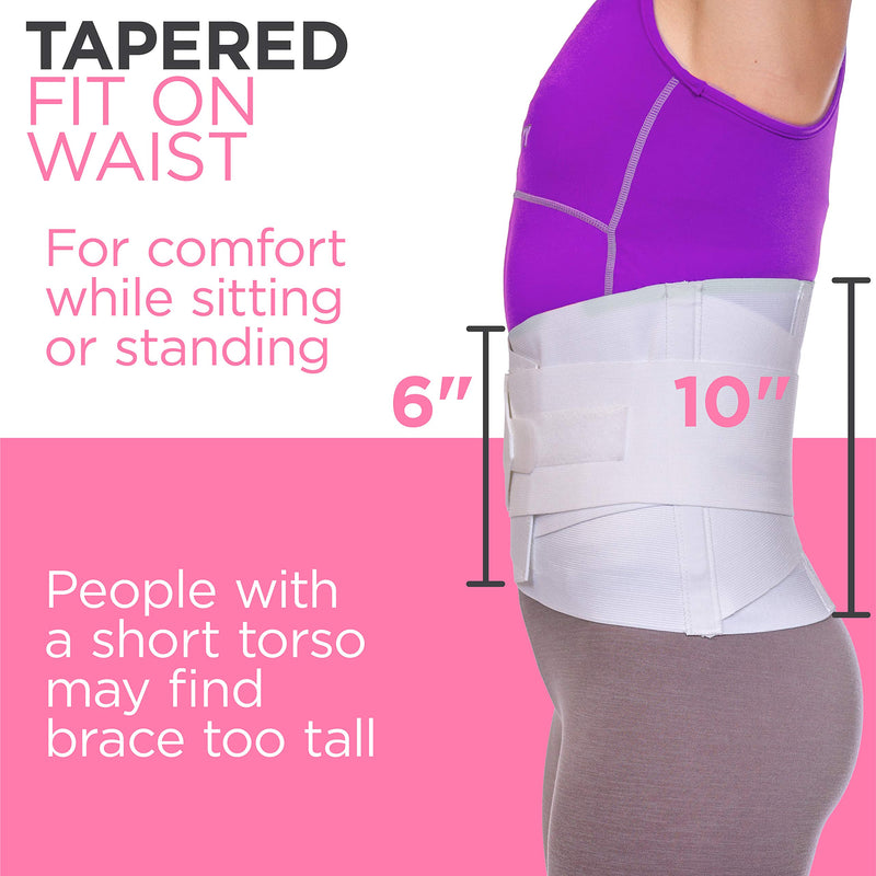 BraceAbility Women's Back Brace for Female Lower Back Pain - Lightweight Soft White Elastic Lumbar Compression Support Belt is Discreet Under Clothes for Ladies, Nurses, Walking (Medium) Medium (Pack of 1) - BeesActive Australia