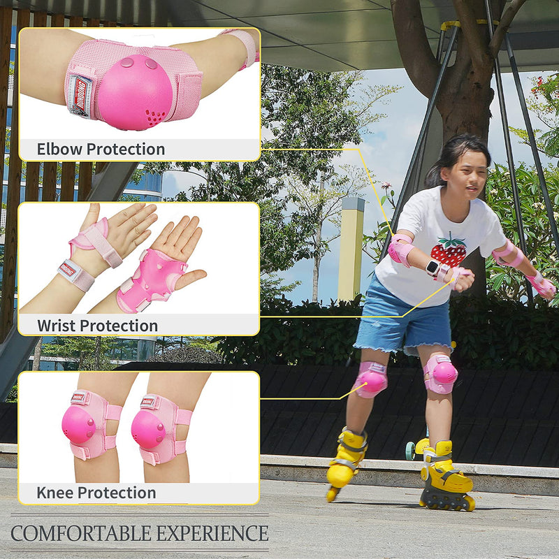 Kids/Youth Knee Pad Elbow Pads Guards Protective Gear Set for Wrist Guards Toddler,Roller Skates Scooter Inline Skating Cycling BMX Bike Skateboard Riding And Outdoor Other Extreme Multi-Sports S(3~7 years old) Pink - BeesActive Australia