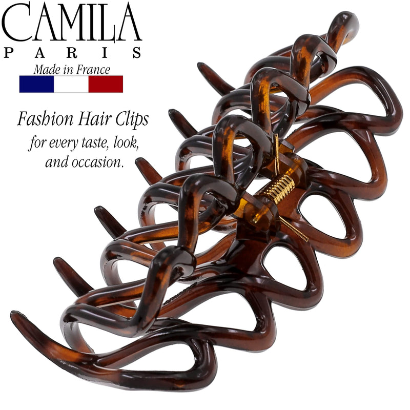 Camila Paris CP3519 French Large Hair Clips for Women Thick Hair for Long Wavy Curly Hair, Girls Hair Claw Clips Styling Big Hair Clip for Thick Hair, Strong Hold No Slip Grip Claw Clip Made in France Tortoise Shell 4" - BeesActive Australia