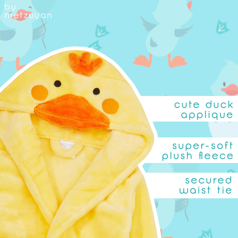 Metzuyan Baby Girls & Boys Animal Themed Plush Fleece Unisex Dressing Gown Robe 0-6 Months Duck - BeesActive Australia
